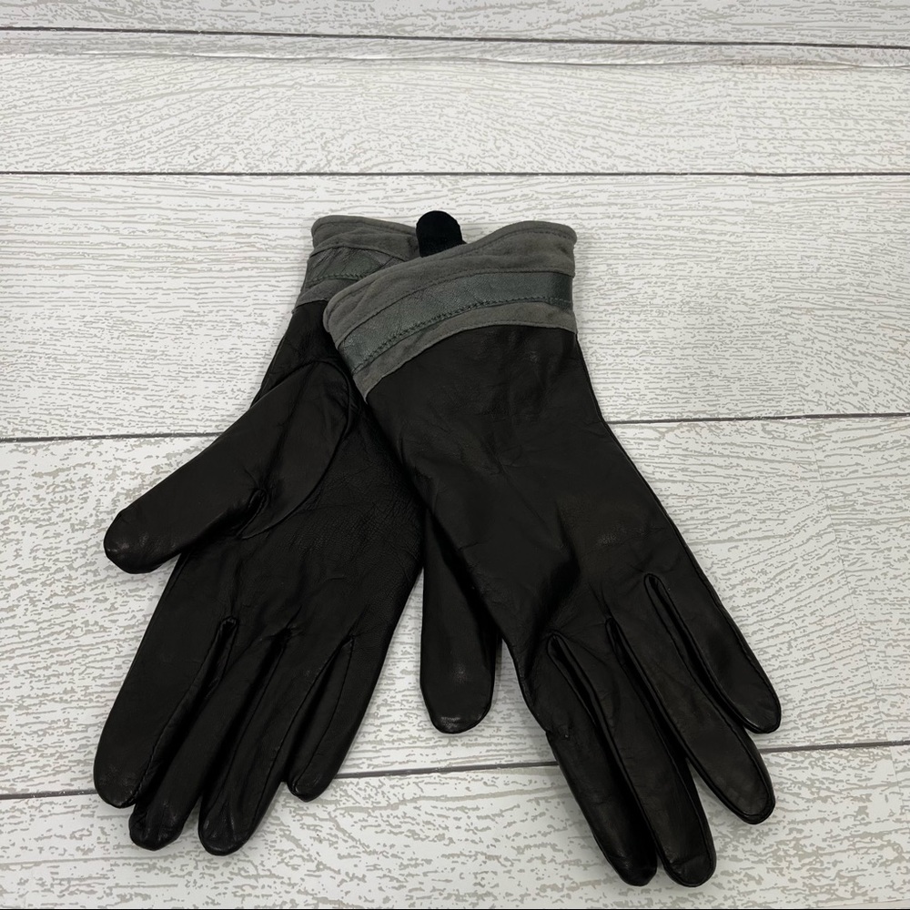 Grandoe Black/Gray Leather Angora Lambswool‎ Size 7.5